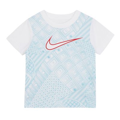 Boys' white and blue patterned logo t-shirt